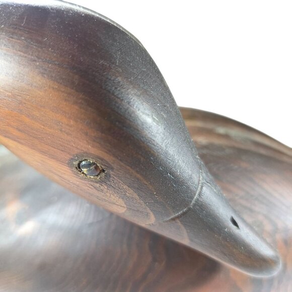 Hand-Carved Wooden Swan duck Sculpture Signed 1988 Rustic Home Decor Collectible - Picture 3 of 6